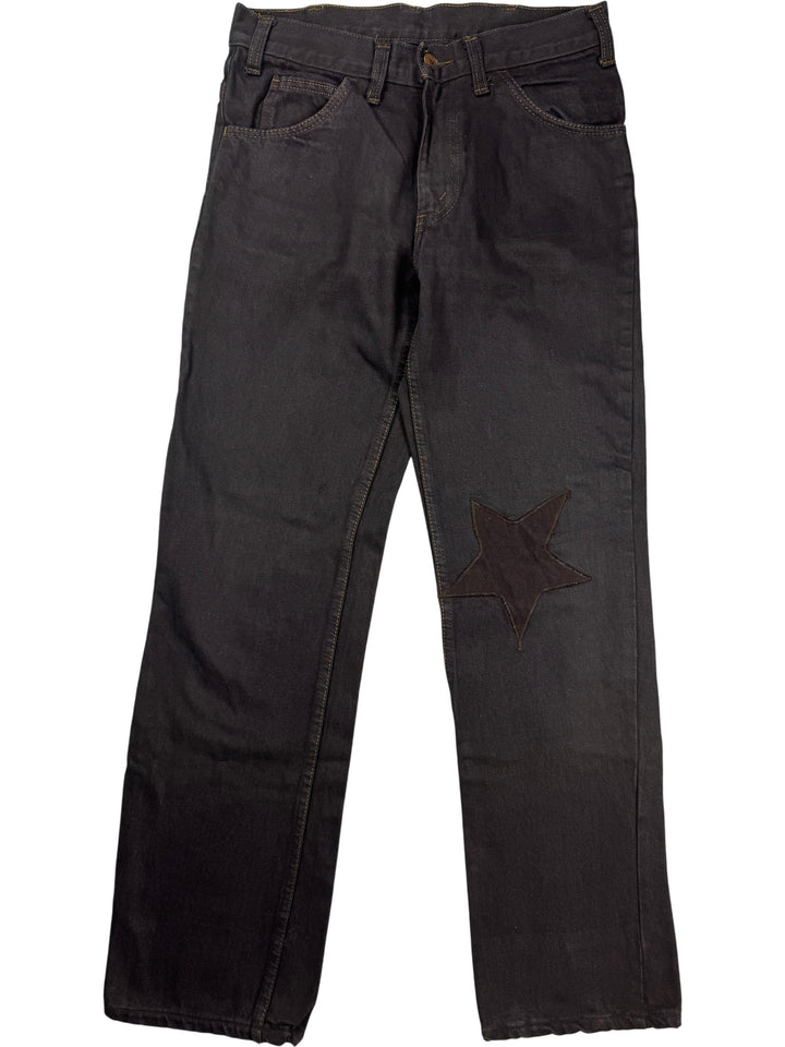 Star Patch Black Denim Jeans - W30 L29 - Think Vintage