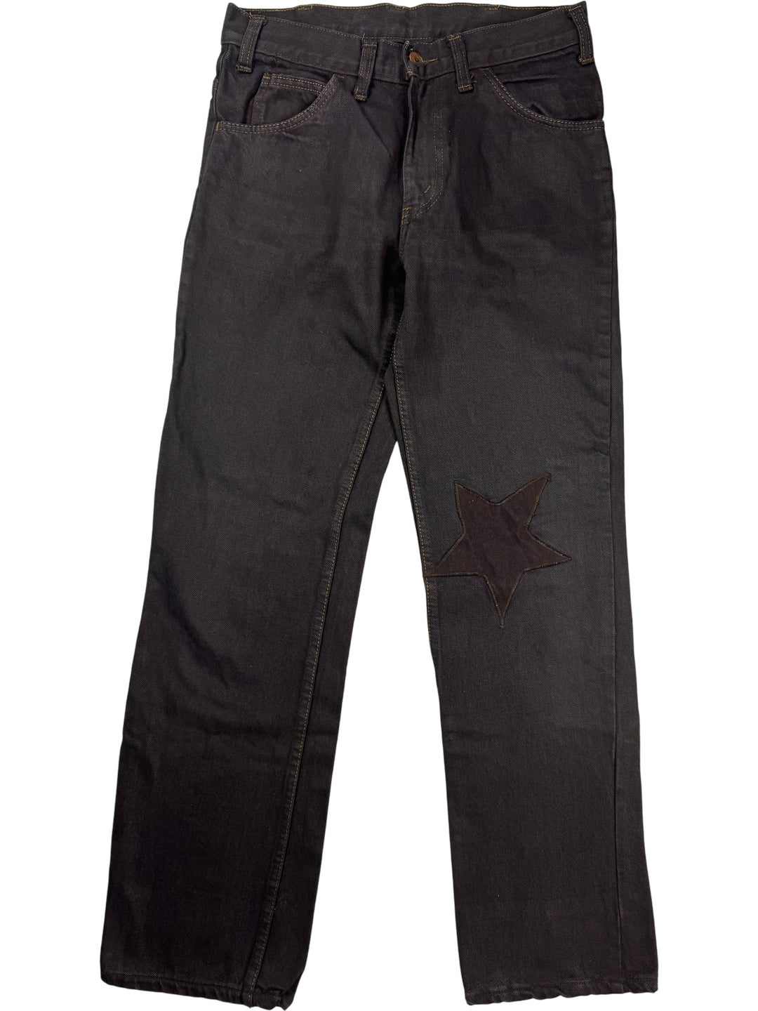 Star Patch Black Denim Jeans - W30 L29 - Think Vintage Online Ltd
