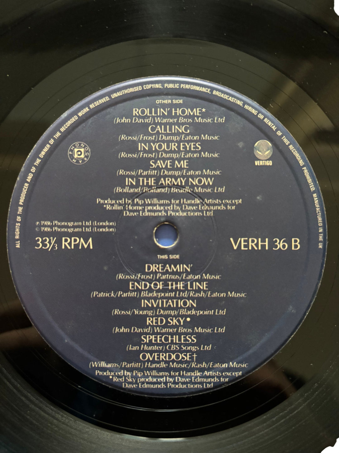 Status Quo In The Army Now Vinyl Record - Good - Think Vintage ltd