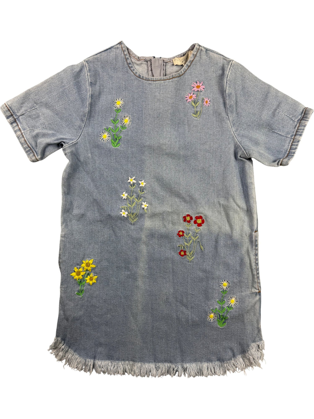 Stella McCartney Kids Floral Embroidered Denim Dress - Age 8 years - Think Vintage ltd