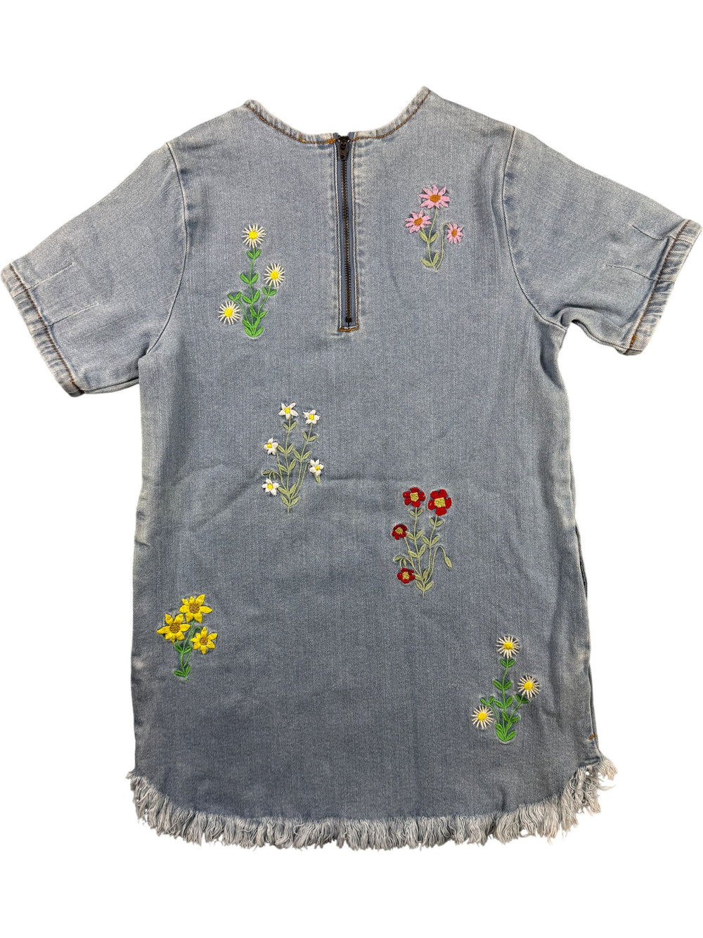 Stella McCartney Kids Floral Embroidered Denim Dress - Age 8 years - Think Vintage ltd