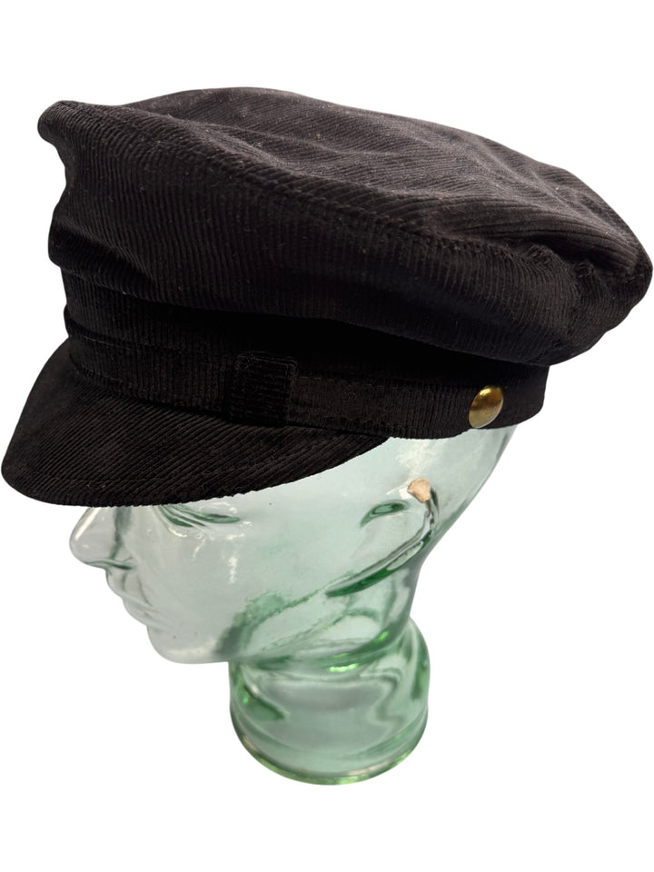 Sterkowski Black Corduroy Baker Boy Hat - Think Vintage