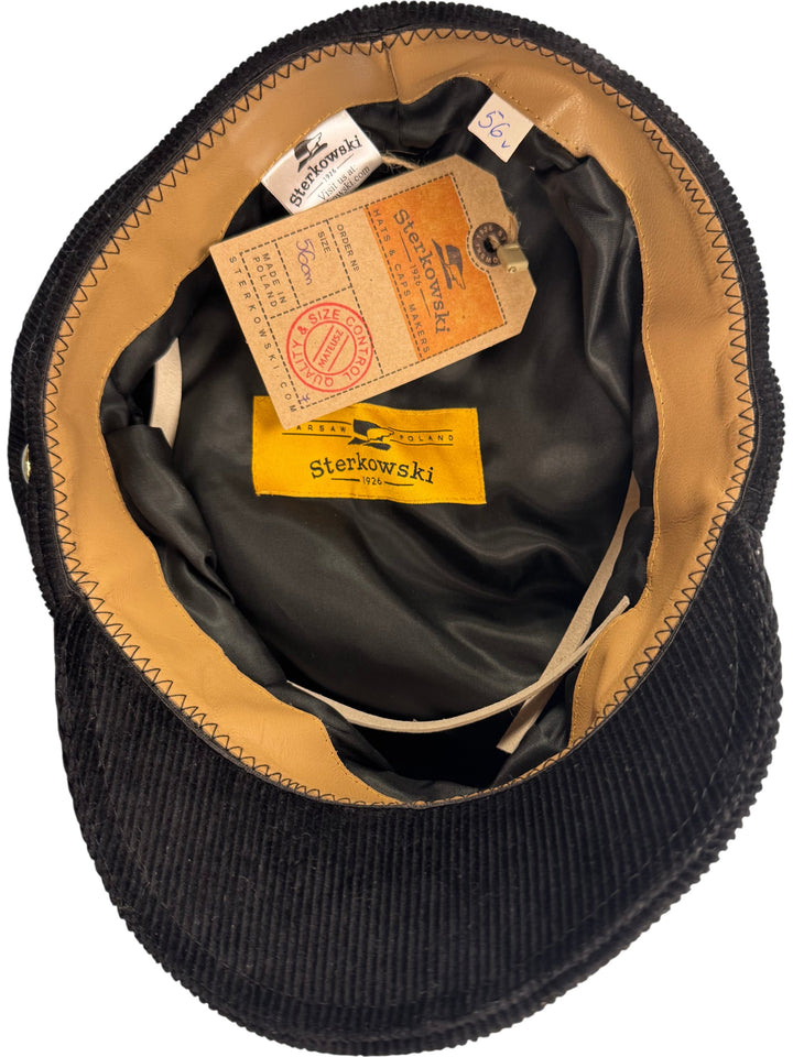 Sterkowski Black Corduroy Baker Boy Hat - Think Vintage
