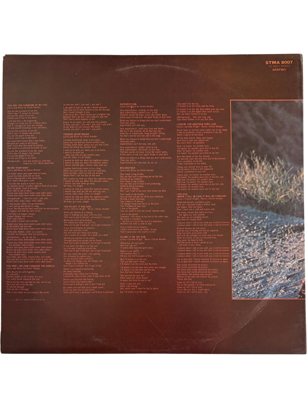 Stevie Wonder Talking Book LP - Very Good - Think Vintage ltd