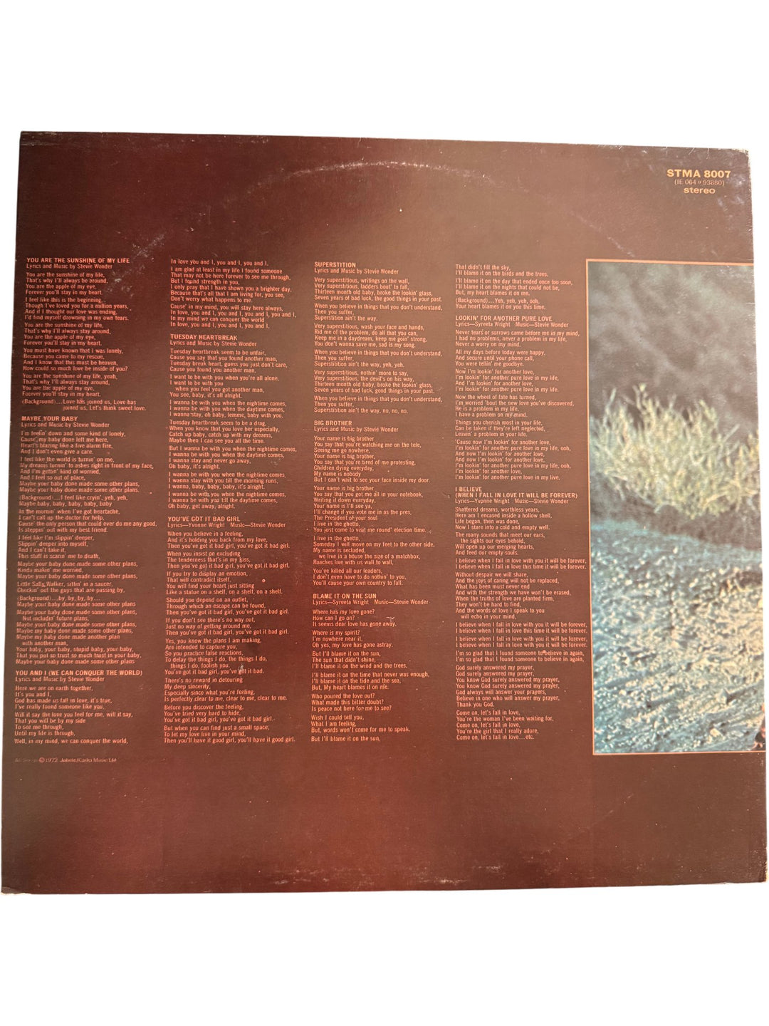Stevie Wonder Talking Book Vinyl - Good - Think Vintage ltd