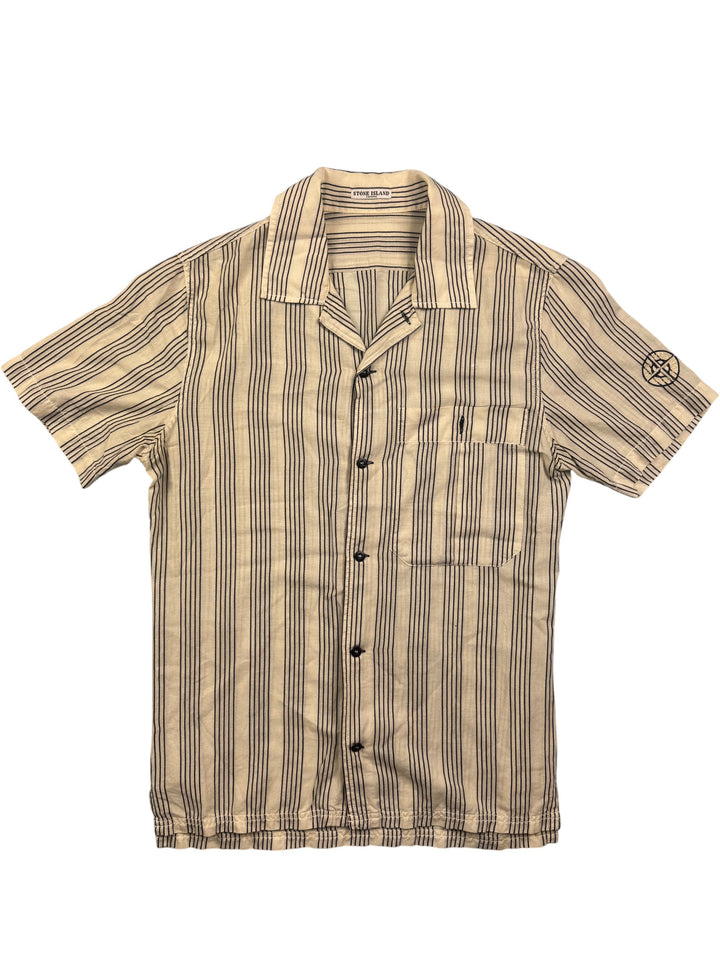 Stone Island Striped Short Sleeve Shirt - S - Think Vintage Online Ltd