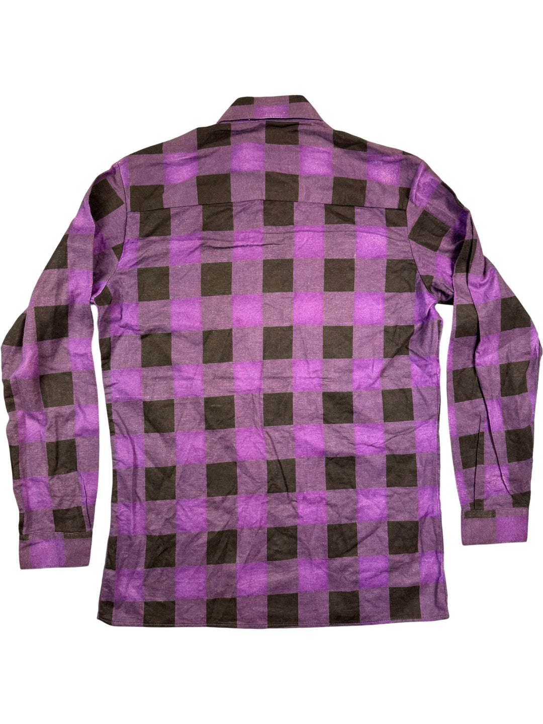 Stratos Purple Checkered Long Sleeve Shirt - L - Think Vintage