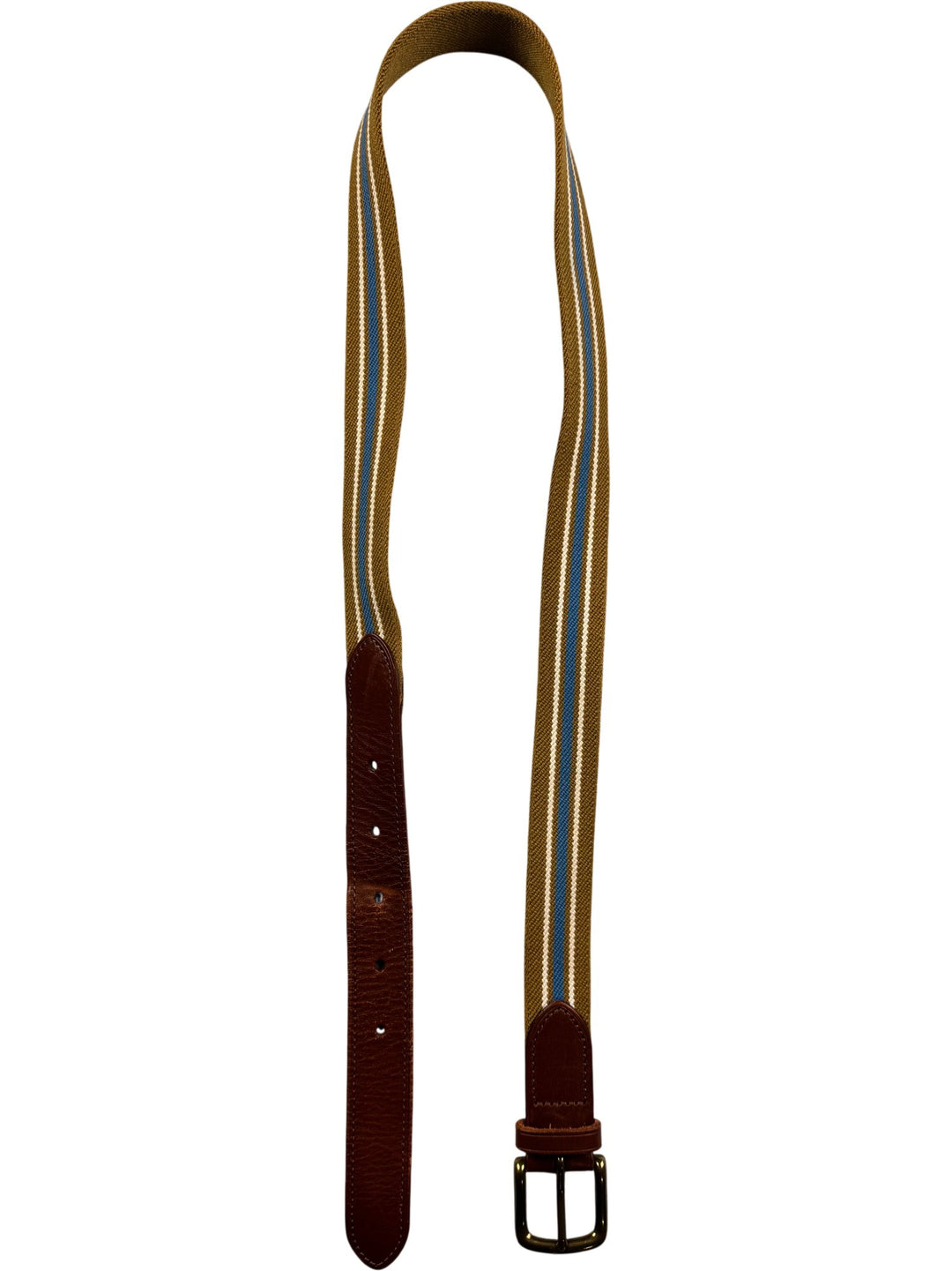 Striped Canvas Belt with Leather Accents - Think Vintage ltd