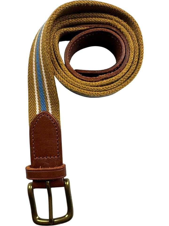 Striped Canvas Belt with Leather Accents - Think Vintage ltd