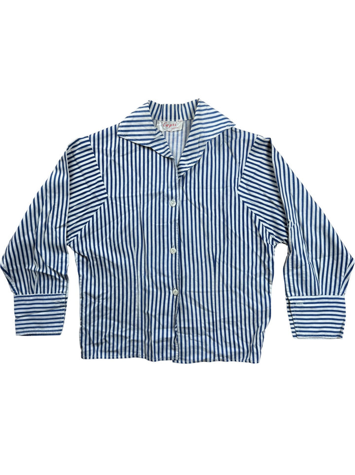Striped Cotton Button-Up Shirt - Think Vintage ltd