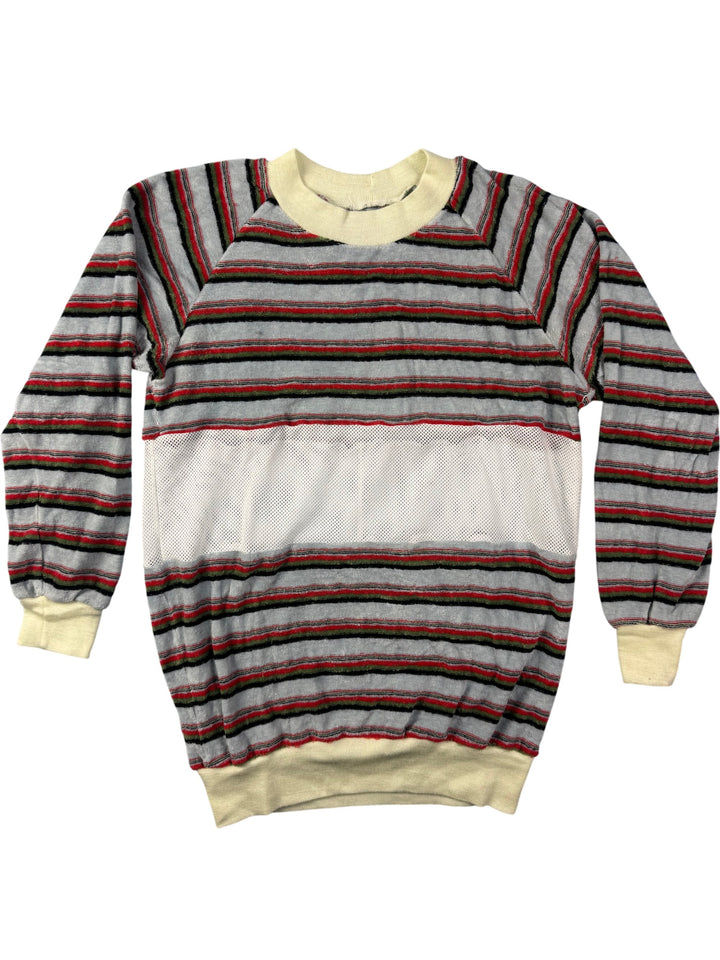 Striped Crew Neck Sweater - S - Think Vintage