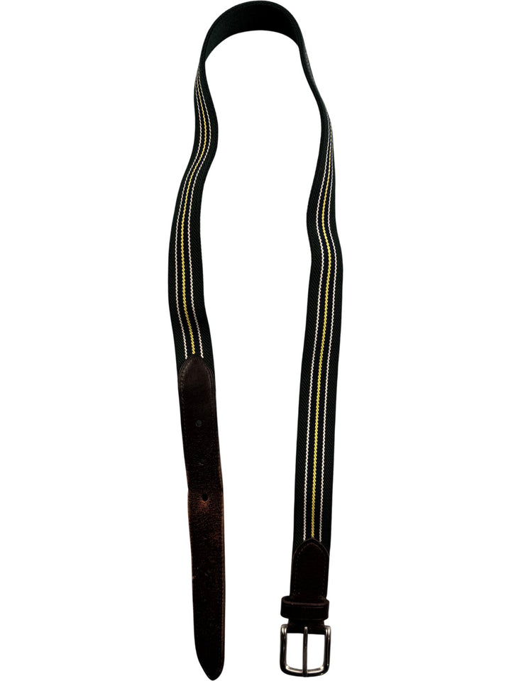 Striped Leather Buckle Belt - Think Vintage ltd