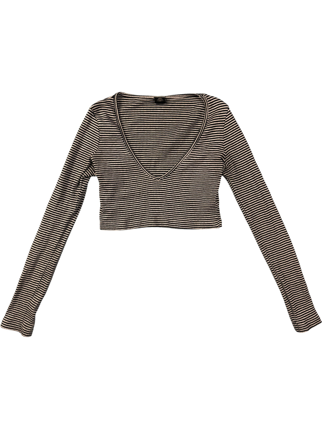 Striped Long Sleeve Crop Top - S - Think Vintage ltd