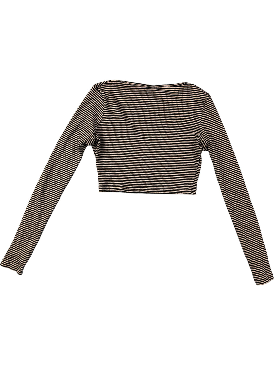 Striped Long Sleeve Crop Top - S - Think Vintage ltd