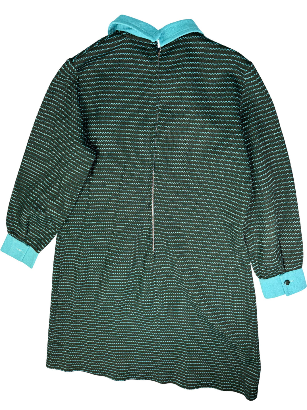 Striped Long Sleeve Dress with Contrast Collar - L - Think Vintage