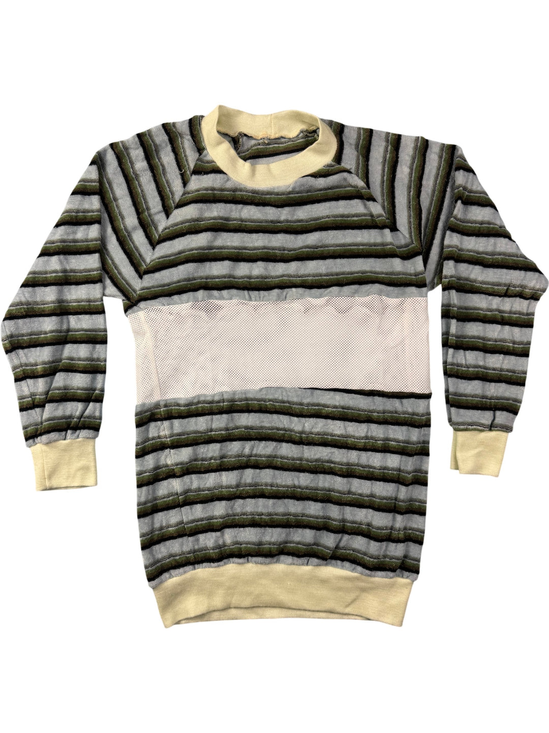 Striped Mesh Panel Sweatshirt - S - Think Vintage ltd