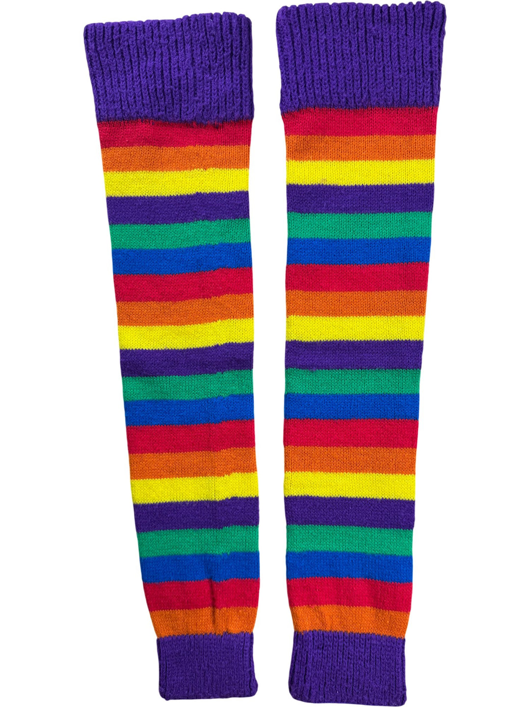 Striped Rainbow Knit Leg Warmers - Think Vintage ltd