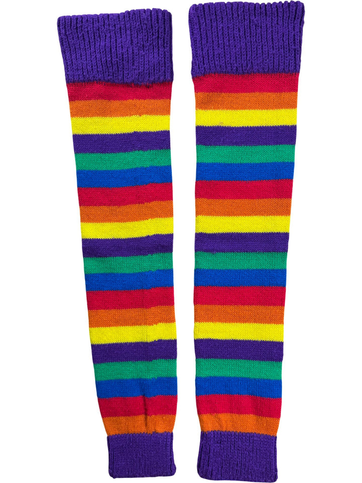 Striped Rainbow Knit Leg Warmers - Think Vintage ltd