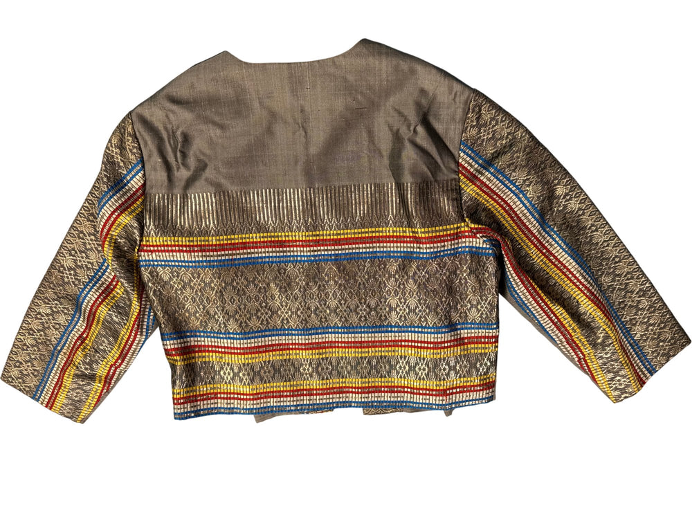 Striped Silk Multicolor Jacket - XS - Think Vintage