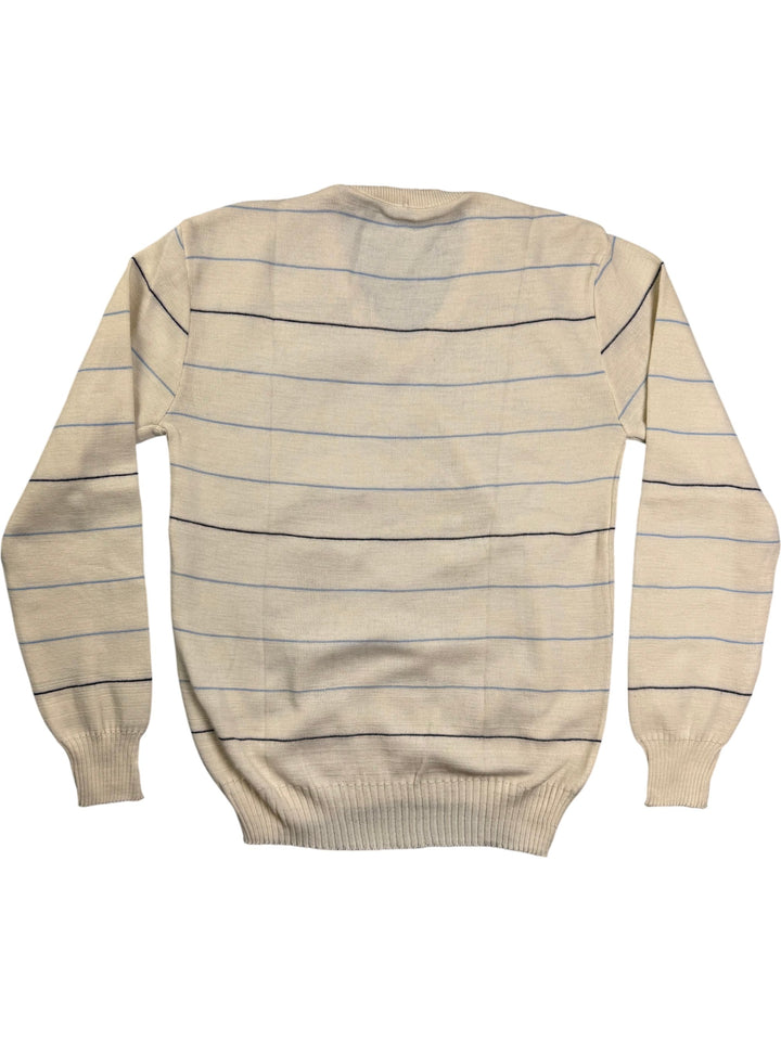 Striped V-Neck Sweater - M - Think Vintage