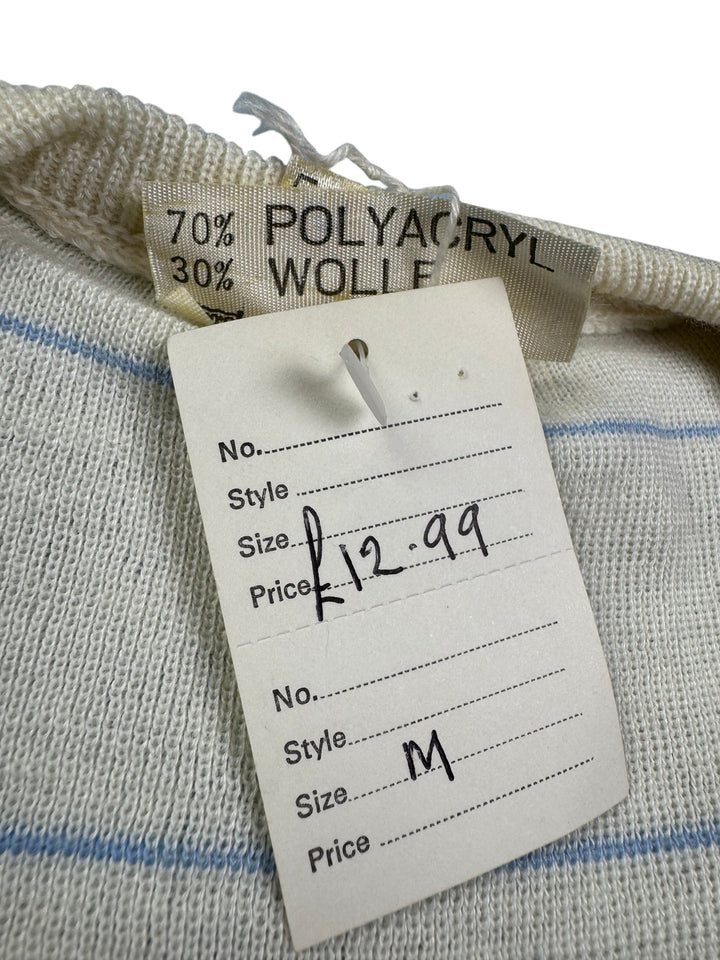 Striped V-Neck Sweater - M - Think Vintage