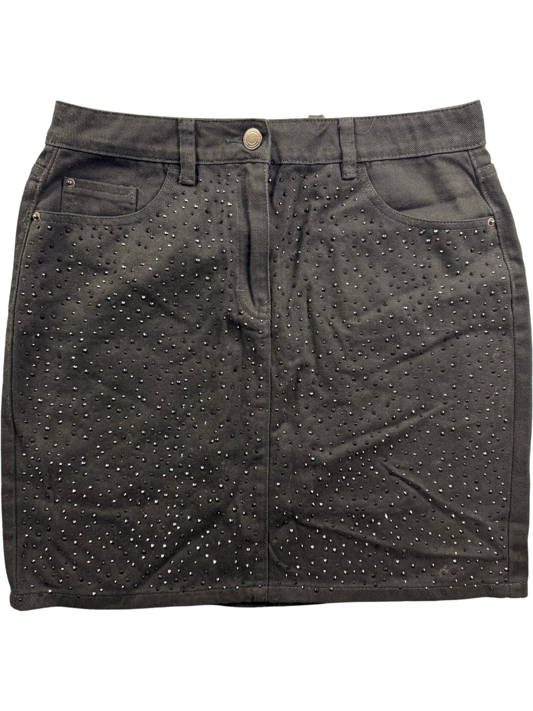 Studded Black Mini Skirt - W31 - Think Vintage Online Ltd
