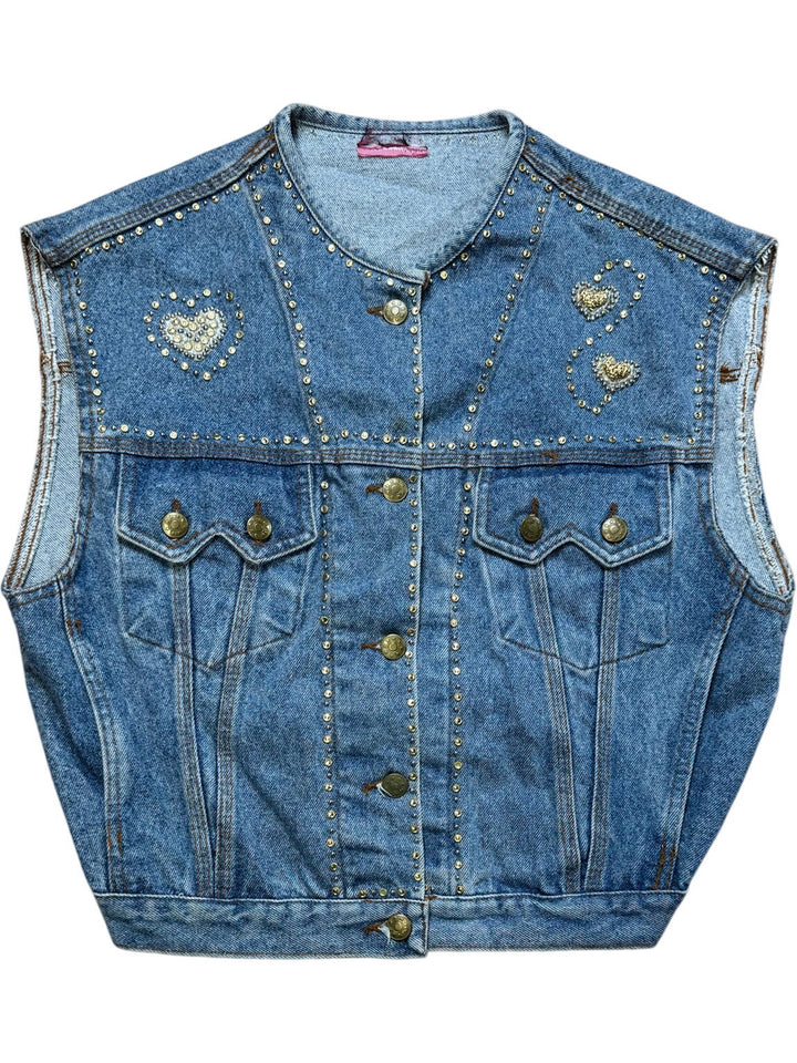 Studded Denim Sleeveless Vest - M/L