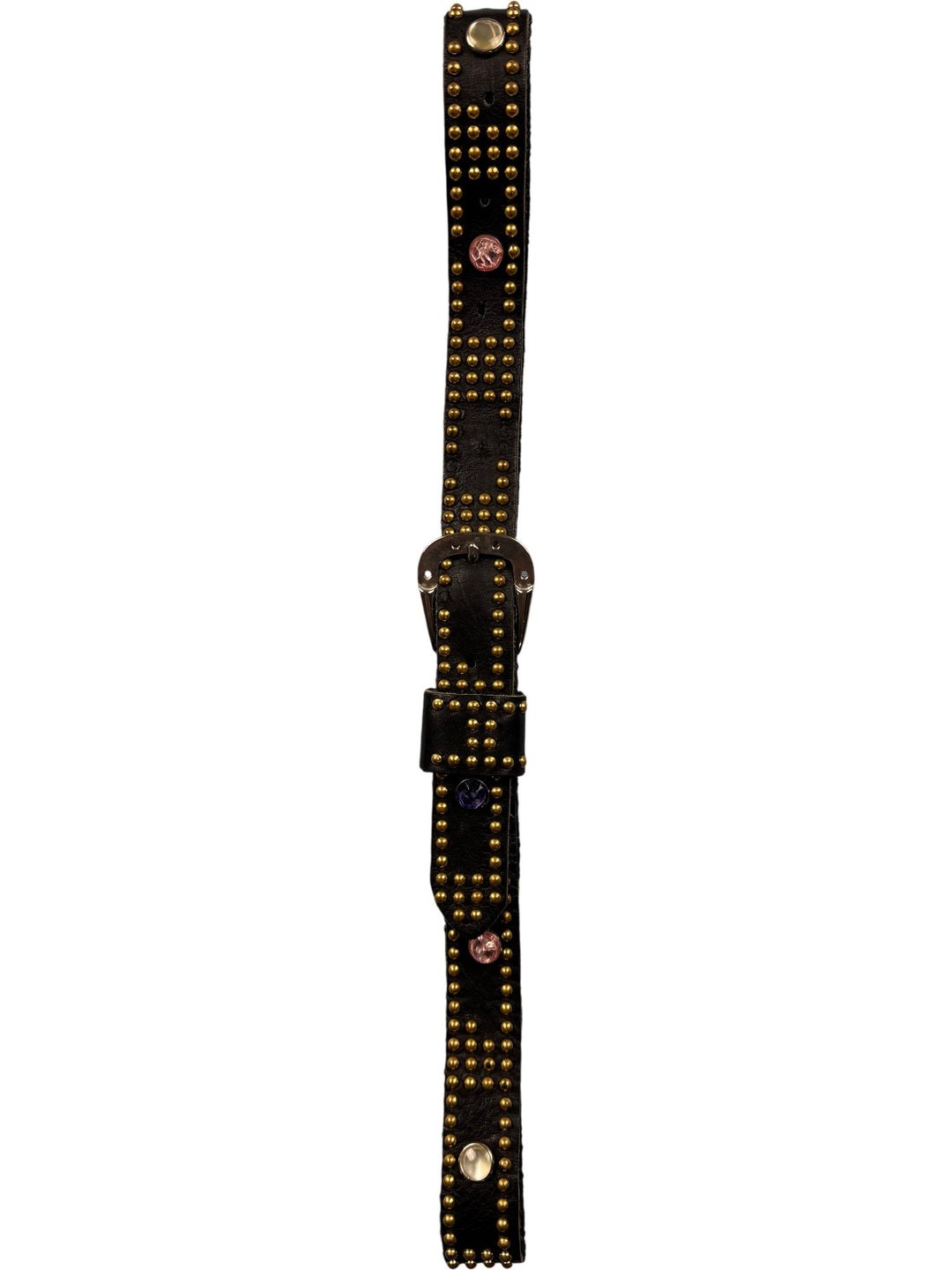 Studded Leather Belt with Rhinestones - Think Vintage ltd