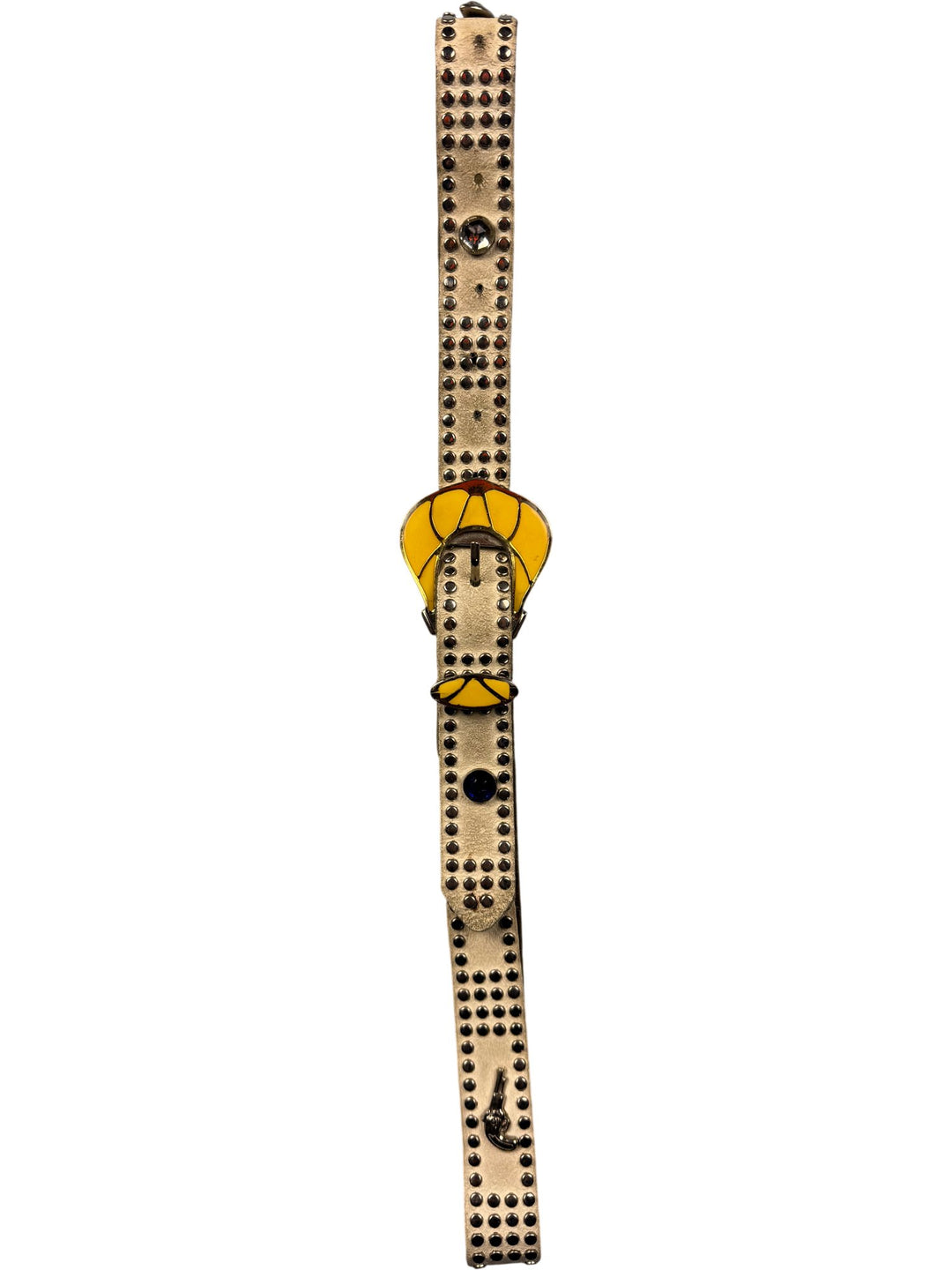 Studded Leather BeltWith Yellow Enamel Detail - Think Vintage ltd