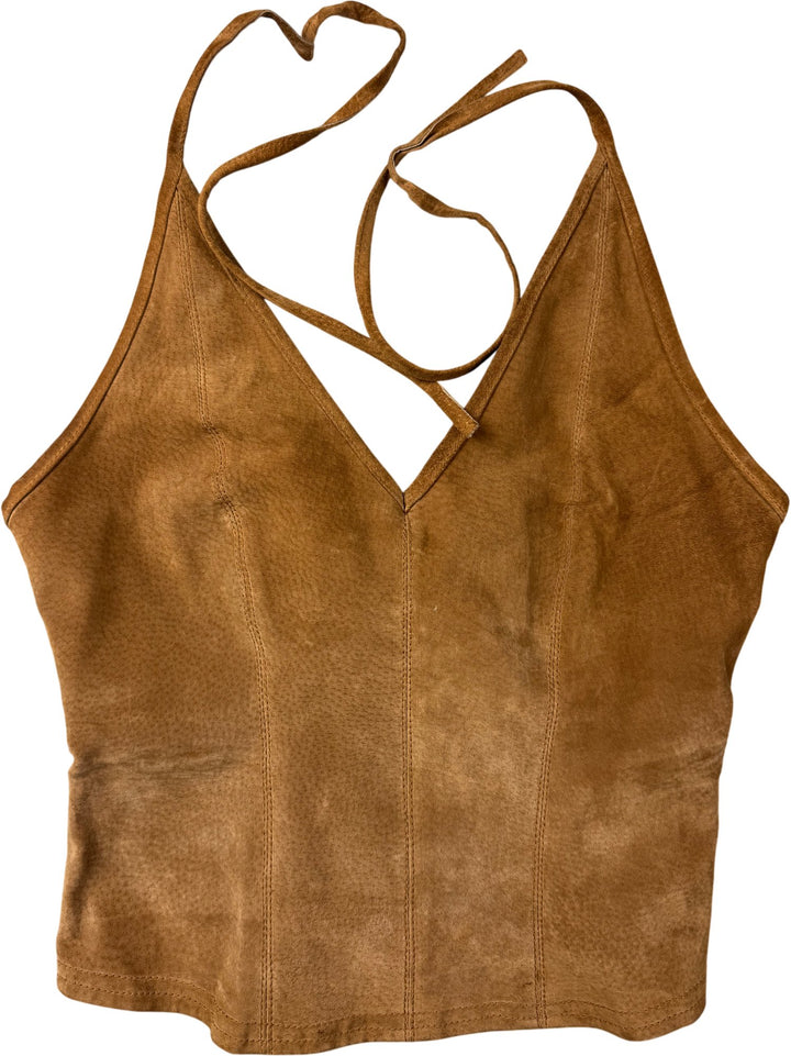 Suede Halter Top and Flared Trousers Set - W30 - Think Vintage ltd