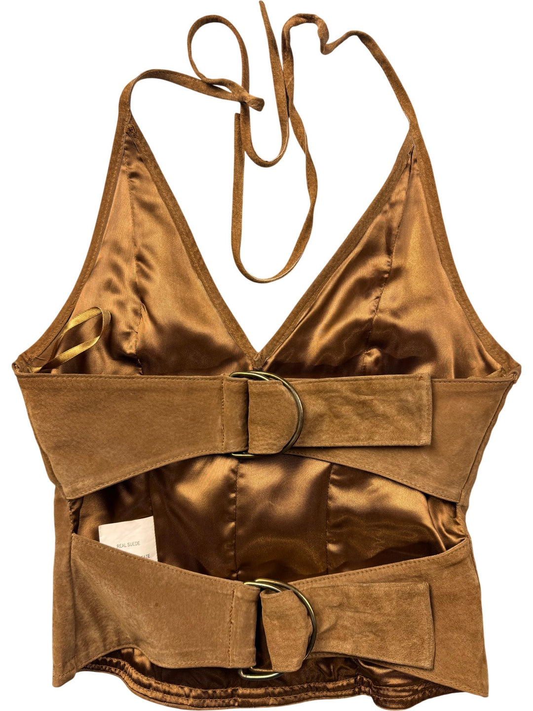 Suede Halter Top and Flared Trousers Set - W30 - Think Vintage ltd