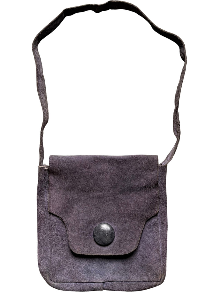 Suede Messenger Bag with Button Closure