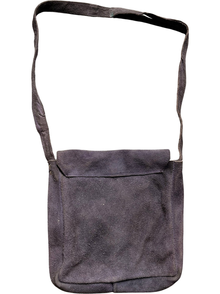 Suede Messenger Bag with Button Closure