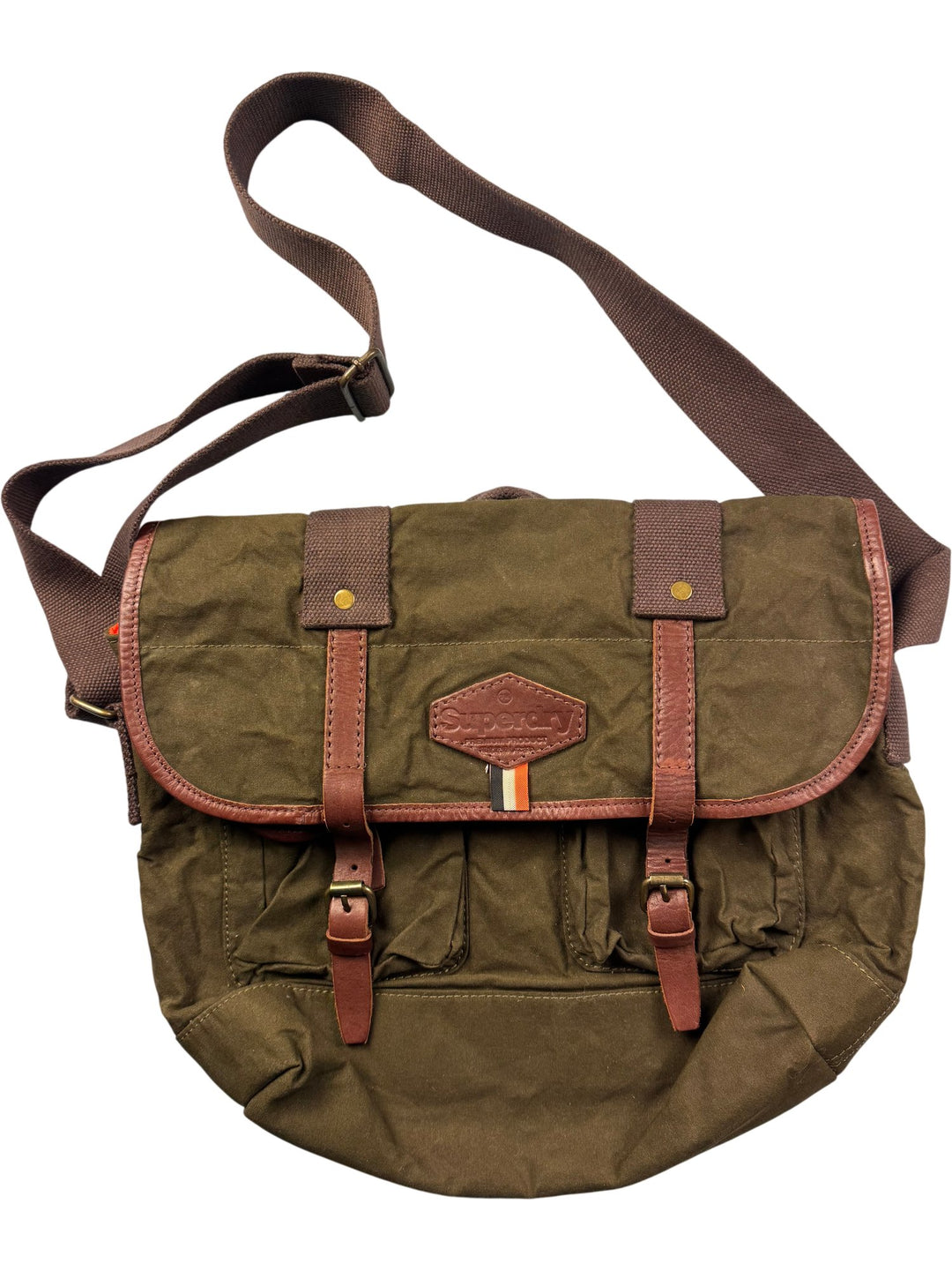 Superdry Brown Canvas Messenger Bag - Think Vintage ltd