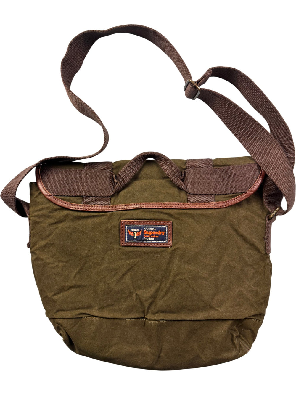 Superdry Brown Canvas Messenger Bag - Think Vintage ltd