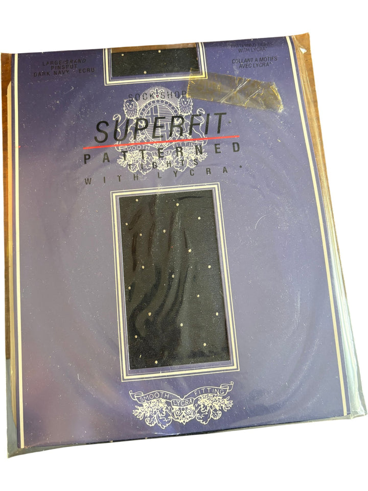 Superfit Patterned Tights Dark Navy - Think Vintage ltd