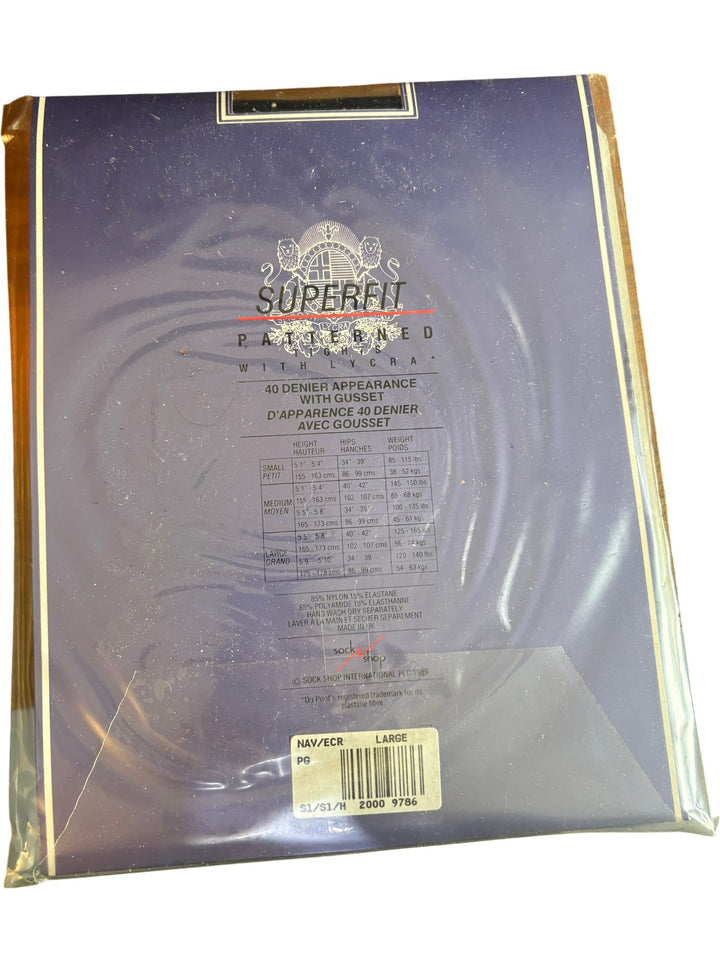 Superfit Patterned Tights Dark Navy - Think Vintage ltd