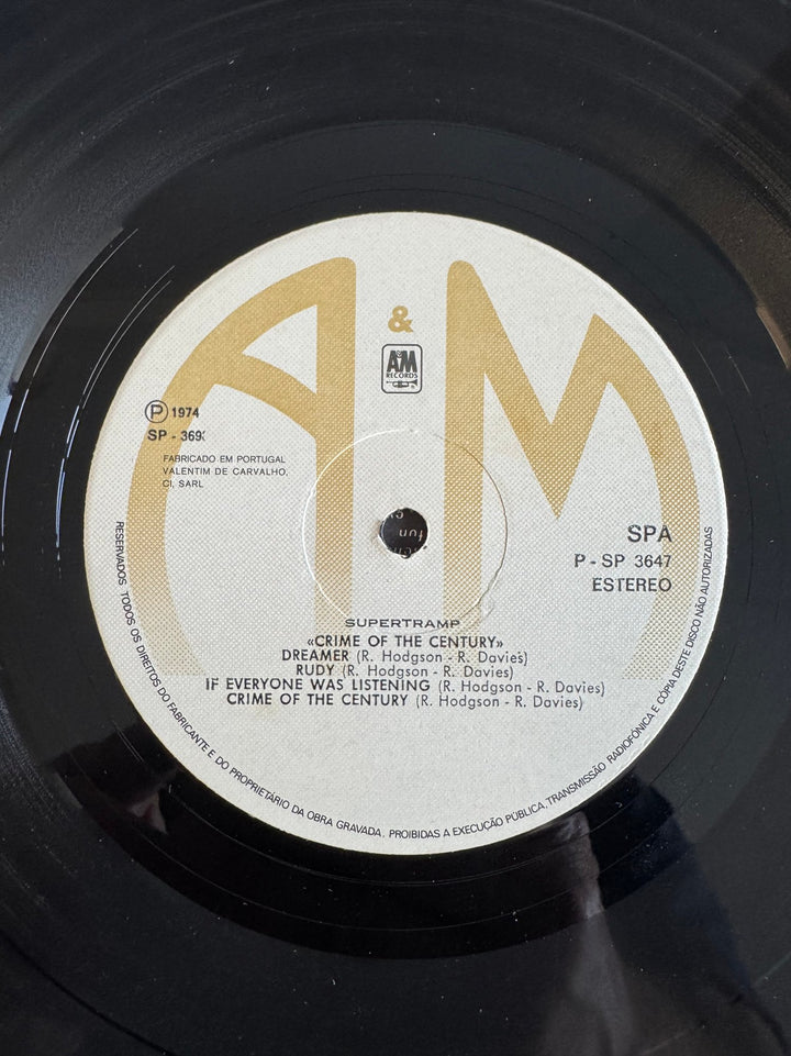 Supertramp Crime Of The Century Vinyl Record - Fair - Think Vintage ltd