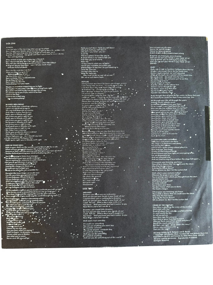Supertramp Crime Of The Century Vinyl Record - Fair - Think Vintage ltd