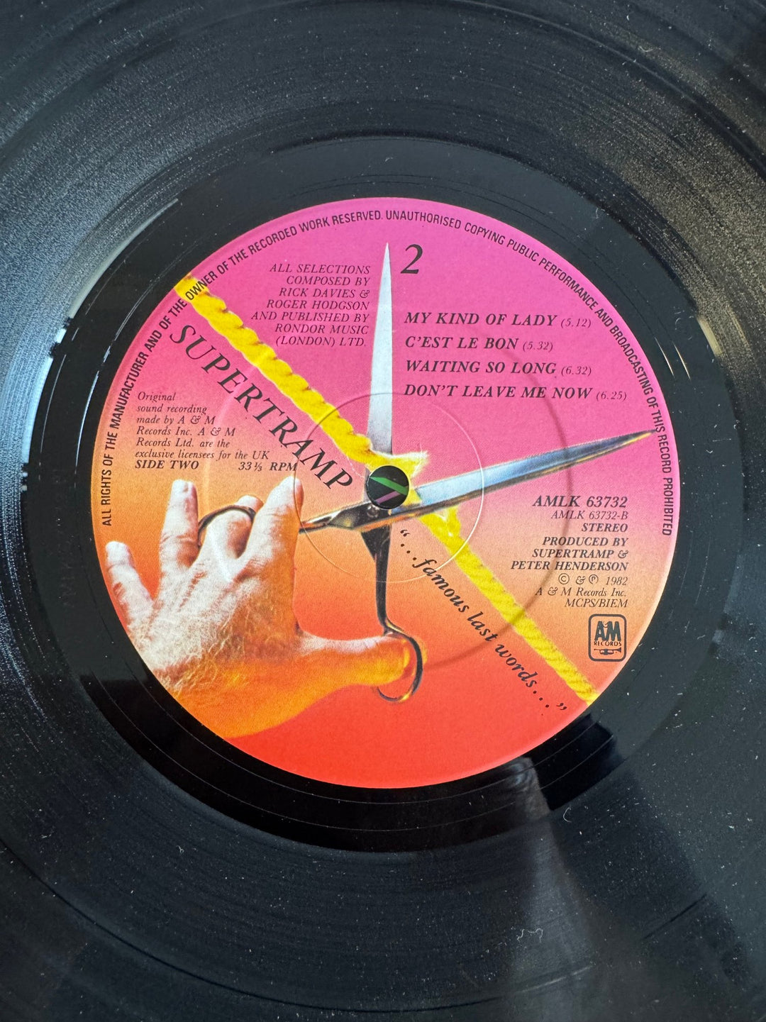 Supertramp Famous Last Words Vinyl LP - Fair - Think Vintage ltd