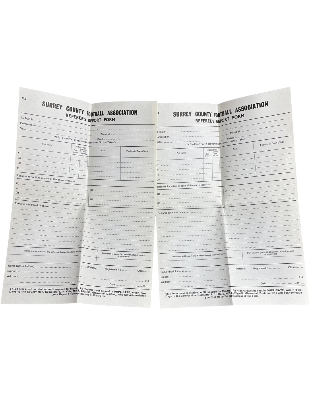Surrey County FA Referee Advice and Forms Collectable Set - Think Vintage Online Ltd