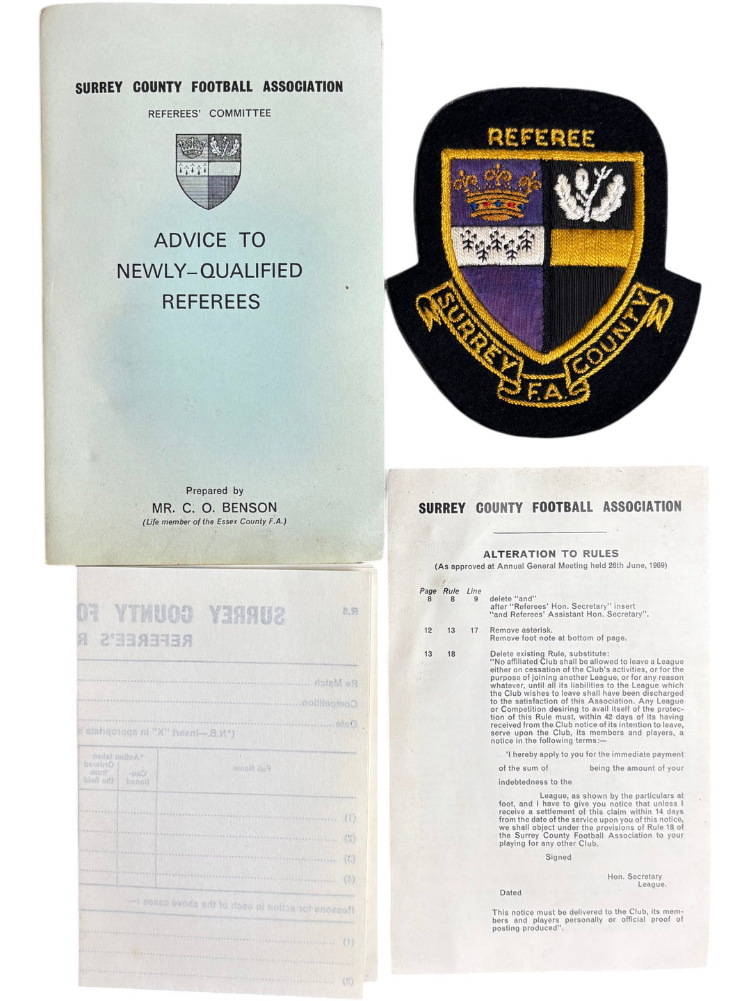 Surrey County FA Referee Advice and Forms Collectable Set - Think Vintage ltd