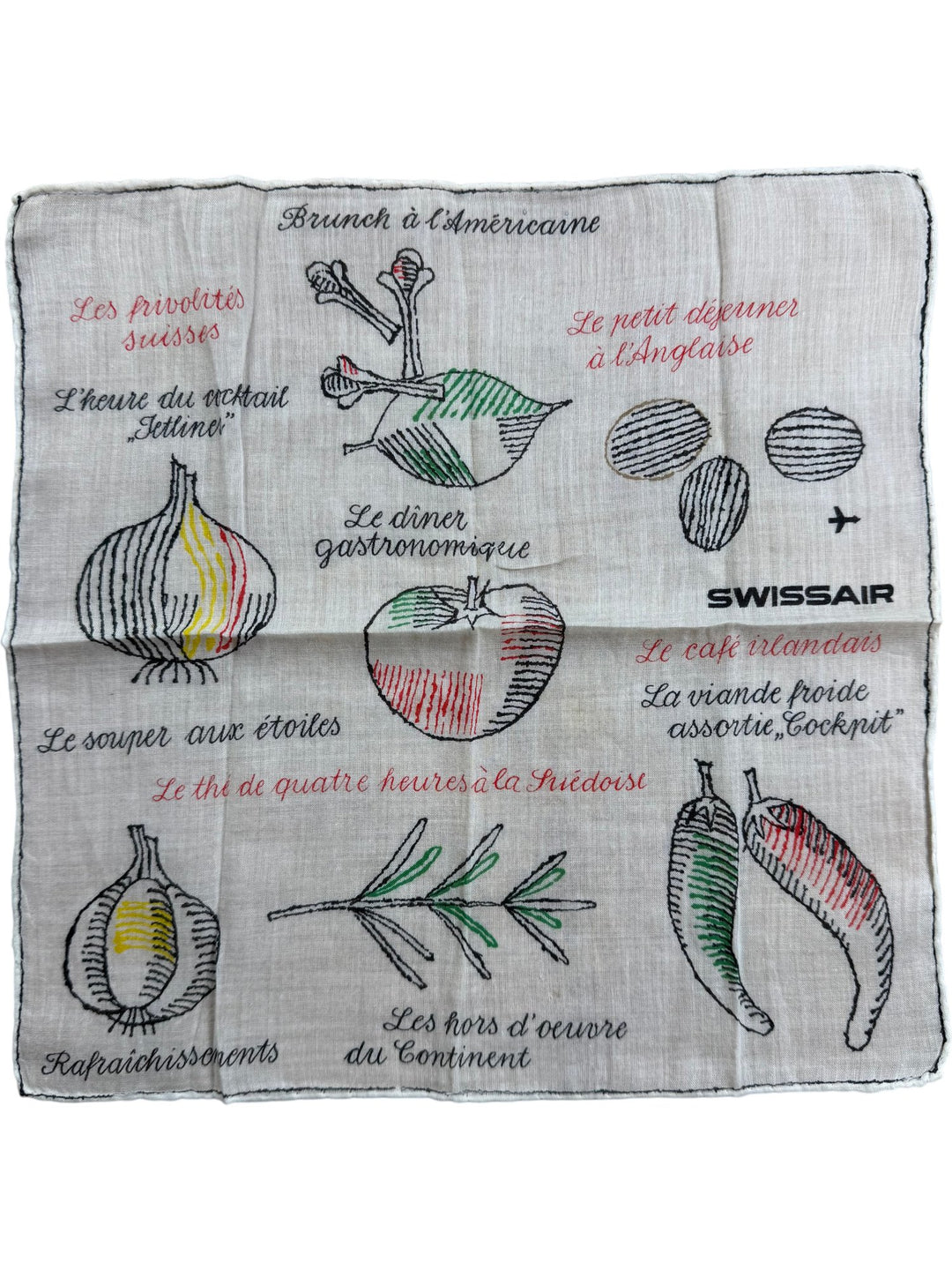Swissair Printed Cloth Napkin - Think Vintage ltd