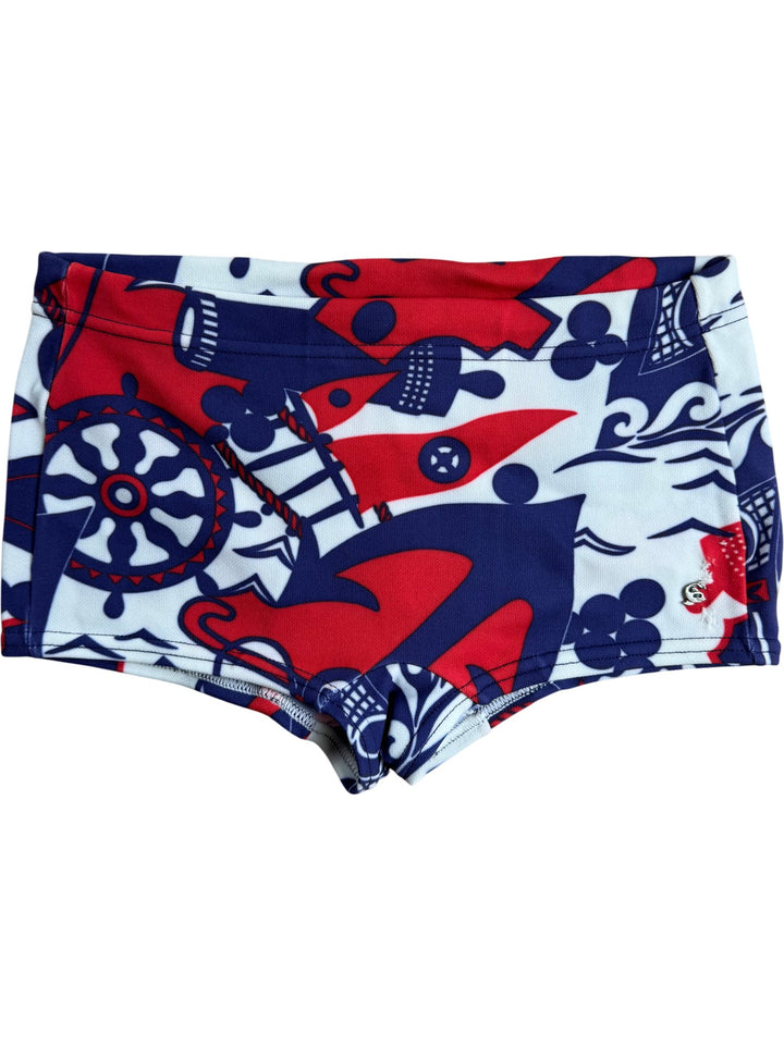 Swordfish Bri-Nylon Swimsuit Red Blue Pattern - W27 - Think Vintage ltd