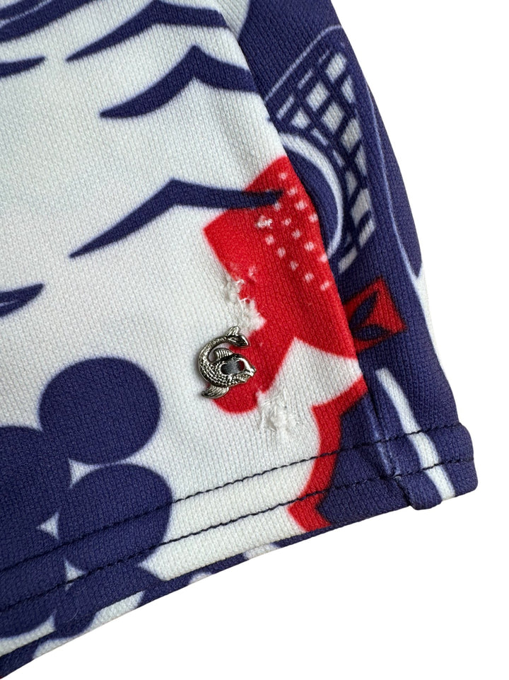 Swordfish Bri-Nylon Swimsuit Red Blue Pattern - W27 - Think Vintage ltd