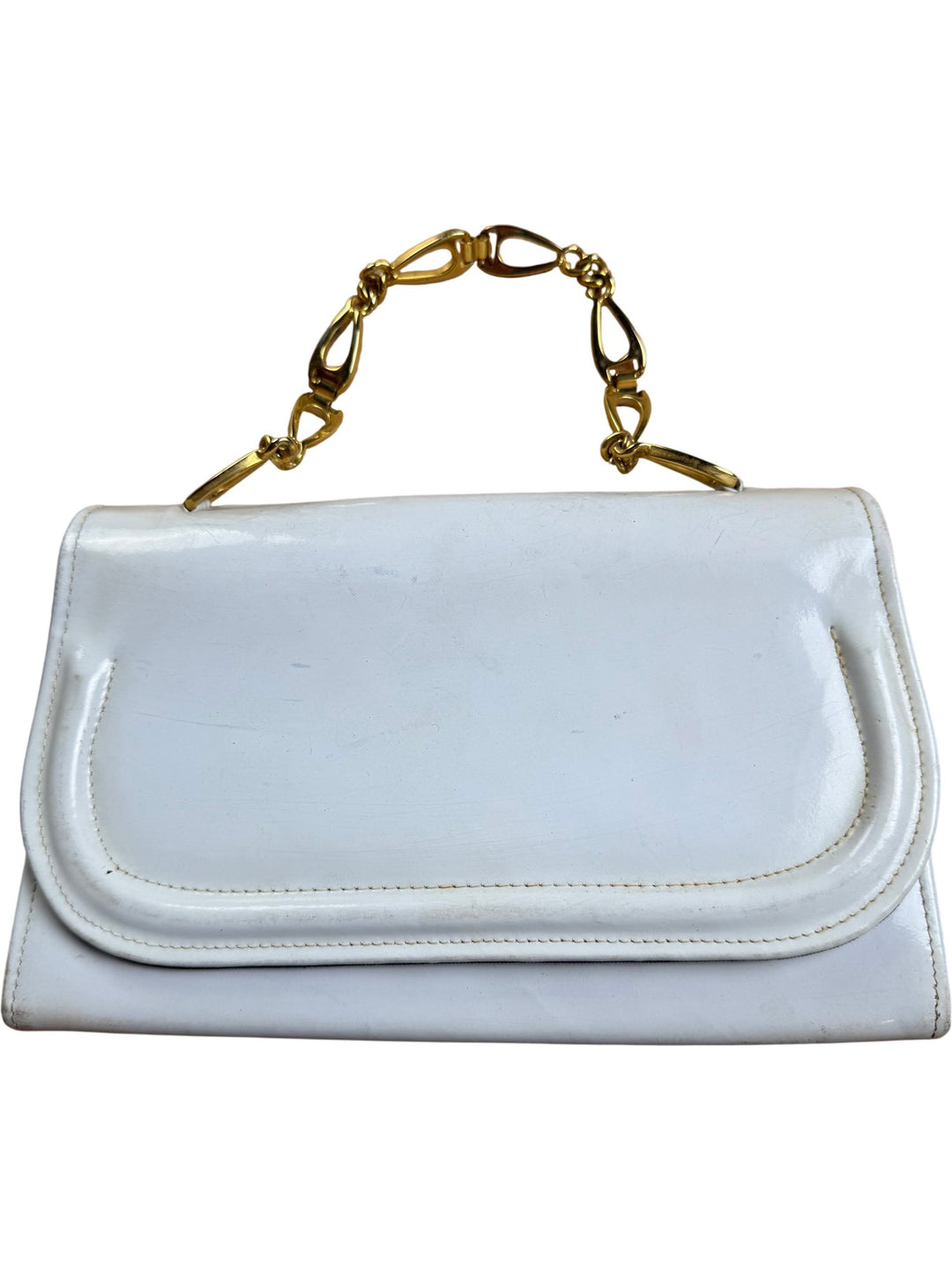 T. Burst & Sons White Leather Handbag - Think Vintage ltd