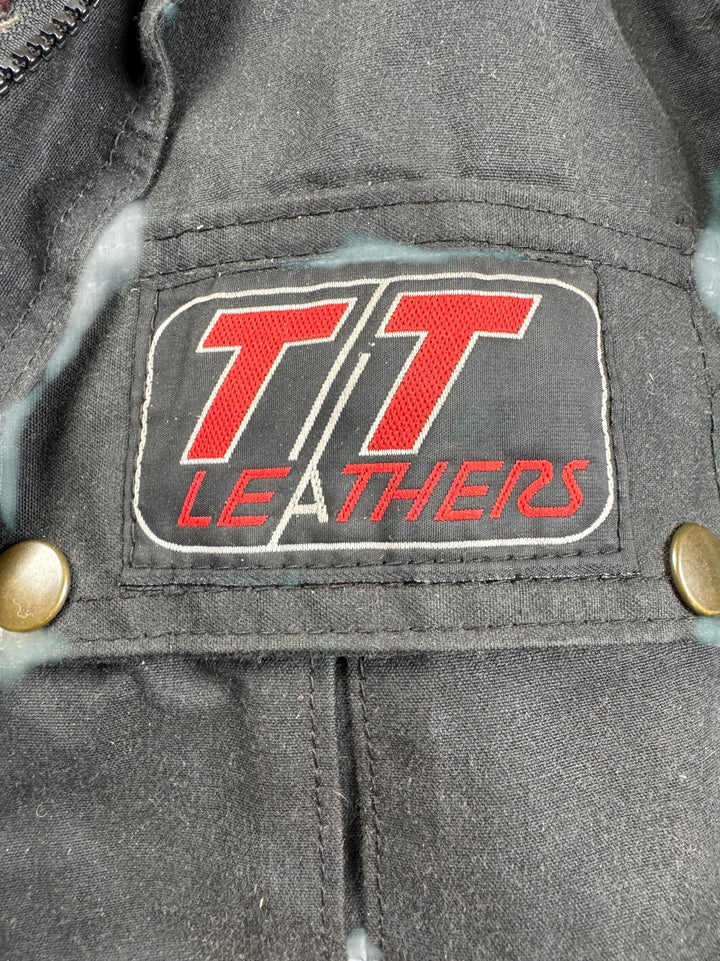TT Leathers Black Jacket with Patches - M/L - Think Vintage ltd