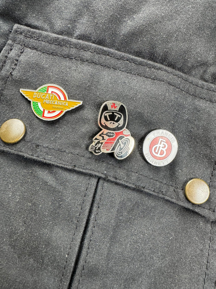 TT Leathers Black Jacket with Patches - M/L - Think Vintage ltd