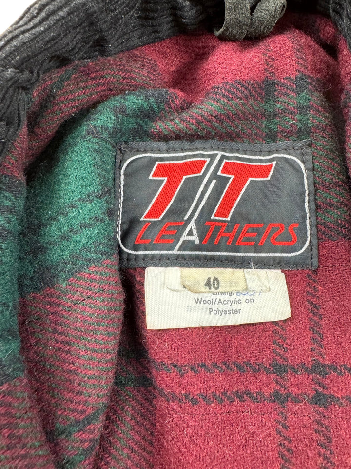 TT Leathers Black Jacket with Patches - M/L - Think Vintage ltd