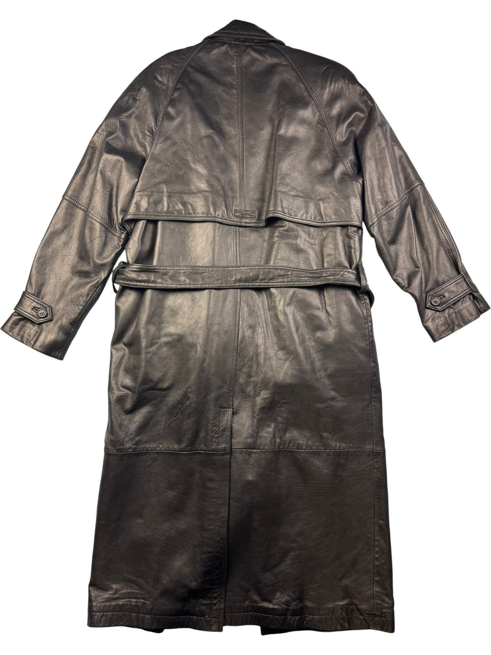 Tannery West Long Leather Trench Coat - XL - Think Vintage Online Ltd